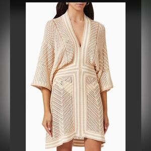 ERES Carola Open-Weave Crochet Coverup Dress in Soft Beige